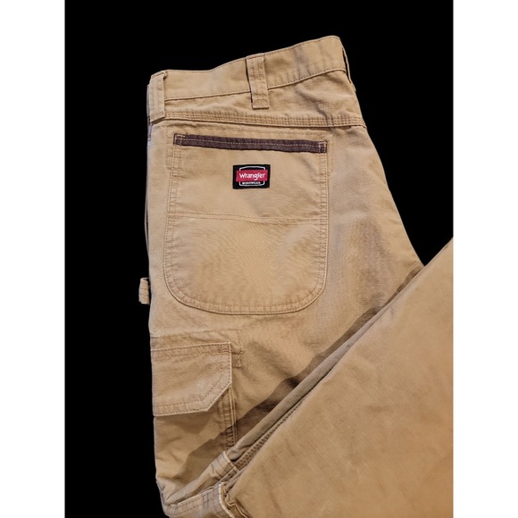 Wrangler Ripstop DOUBLE KNEE Workwear Cargo Pants 38x30 Tan Utility Carpenter - Picture 2 of 16